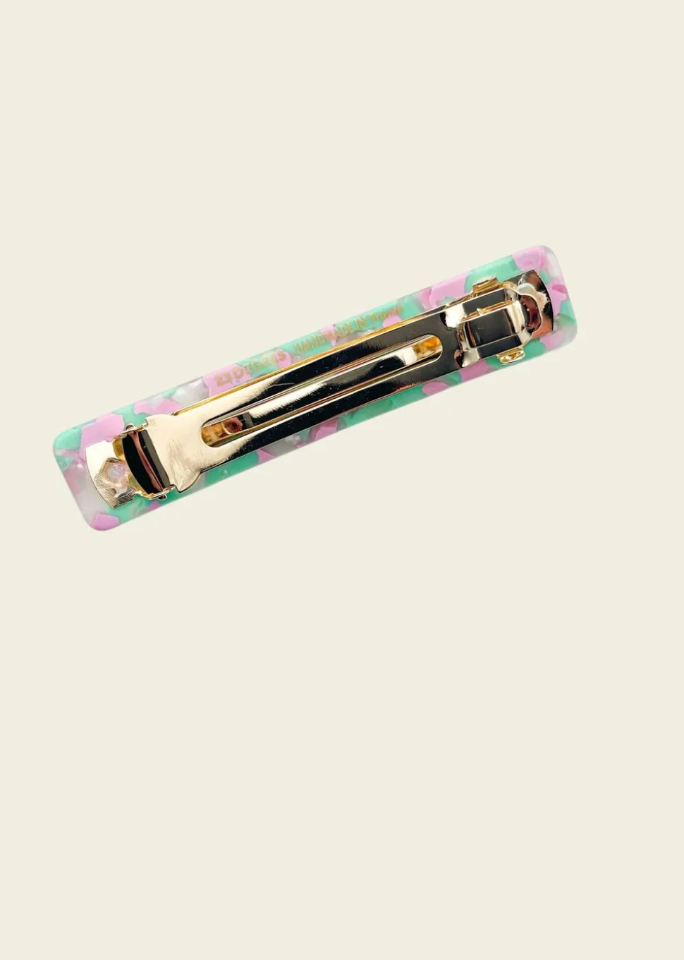 Barrette à cheveux en acétate | vert et rose "barrette 9cm - sunny"