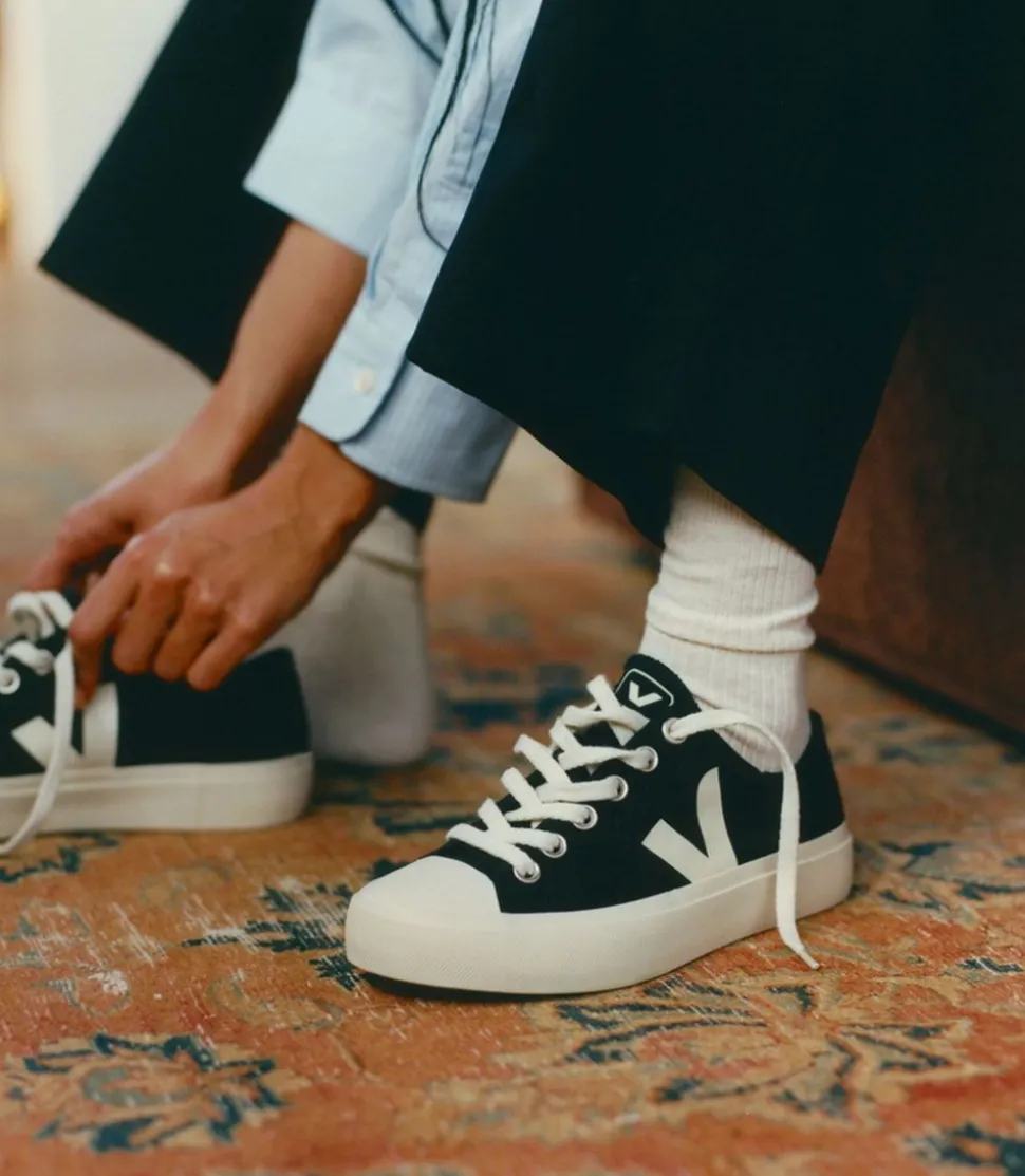 Baskets basses en coton bio | noir "wata ii low canvas black pierre"