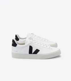Baskets basses en cuir certifié | blanc et noir "camp leather white black"
