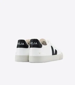 Baskets basses en cuir certifié | blanc et noir "camp leather white black"