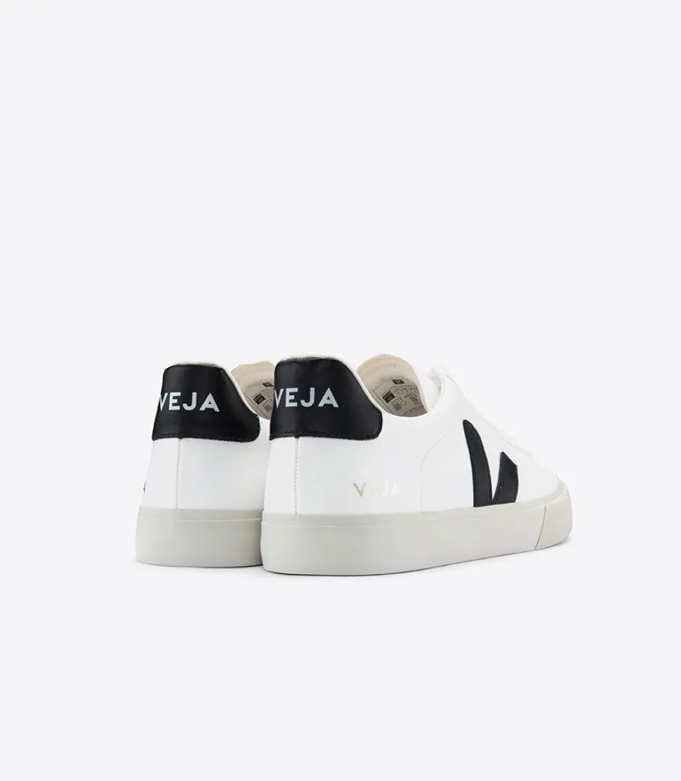Baskets basses en cuir certifié | blanc et noir "camp leather white black"