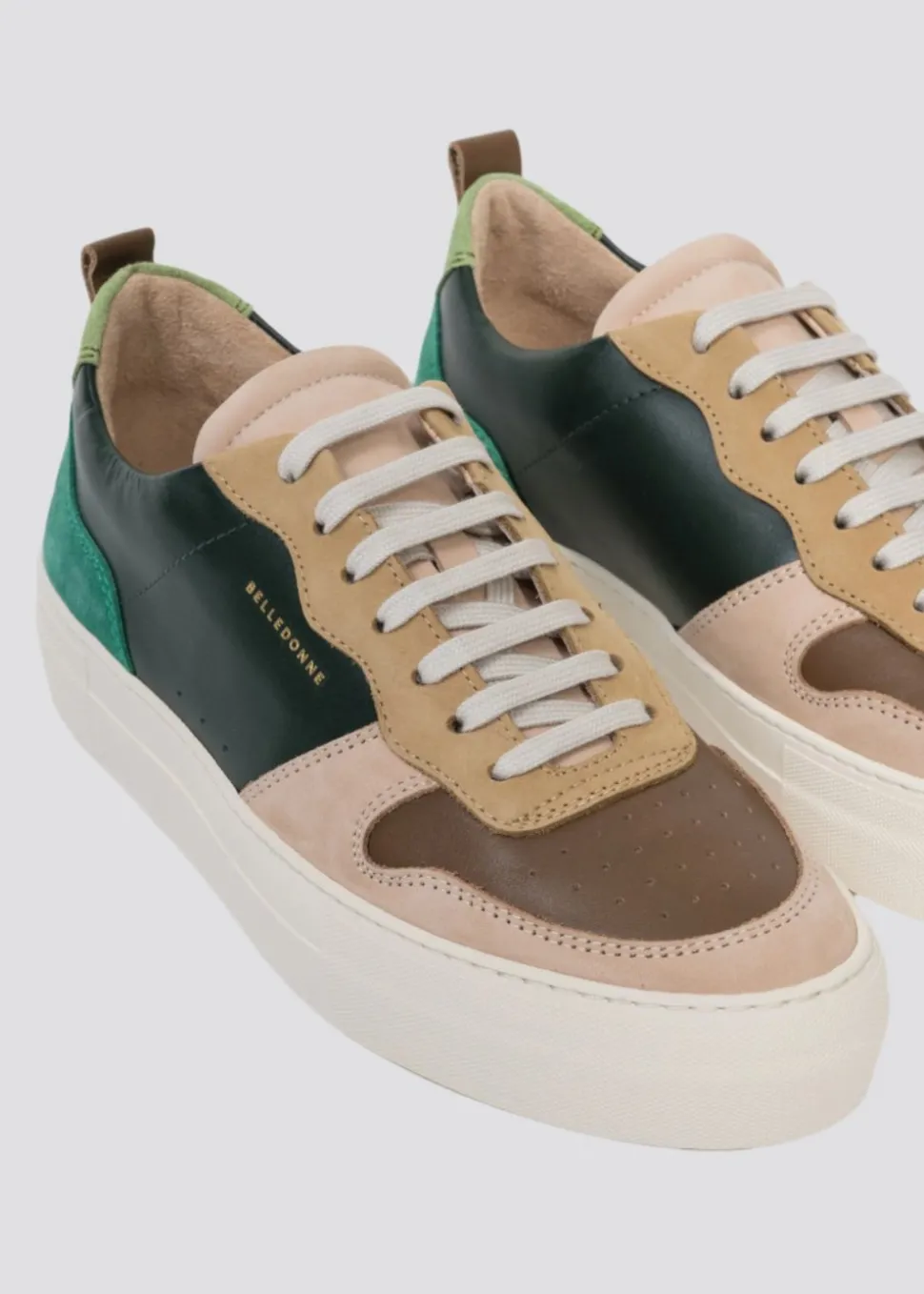 Baskets basses en cuir certifié | multicolore "playground patchwork green"