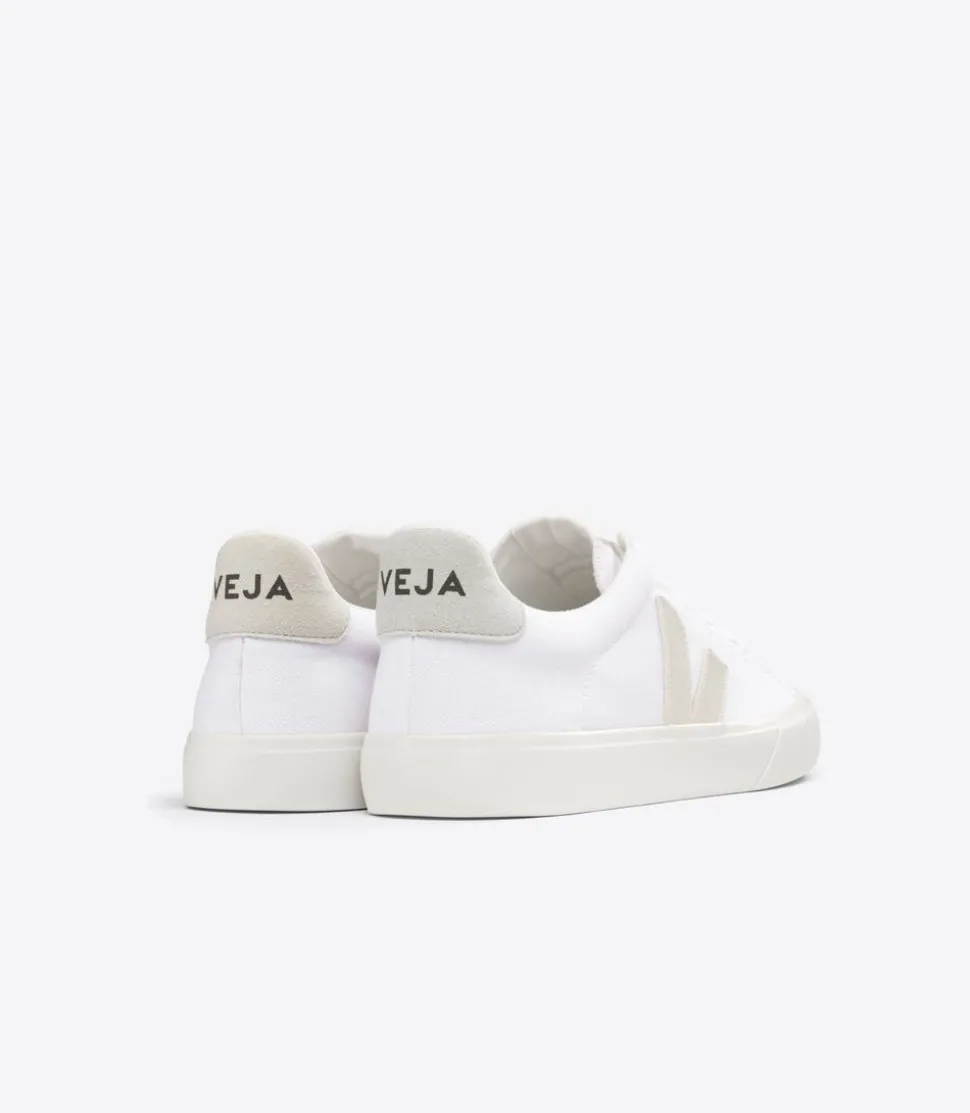 Baskets en coton bio et suède vegan | blanc et beige "campo canvas white pierre"