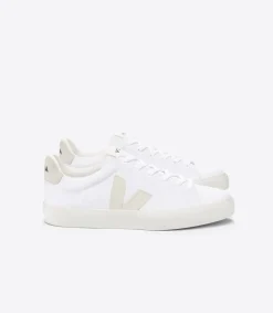 Baskets en coton bio et suède vegan | blanc et beige