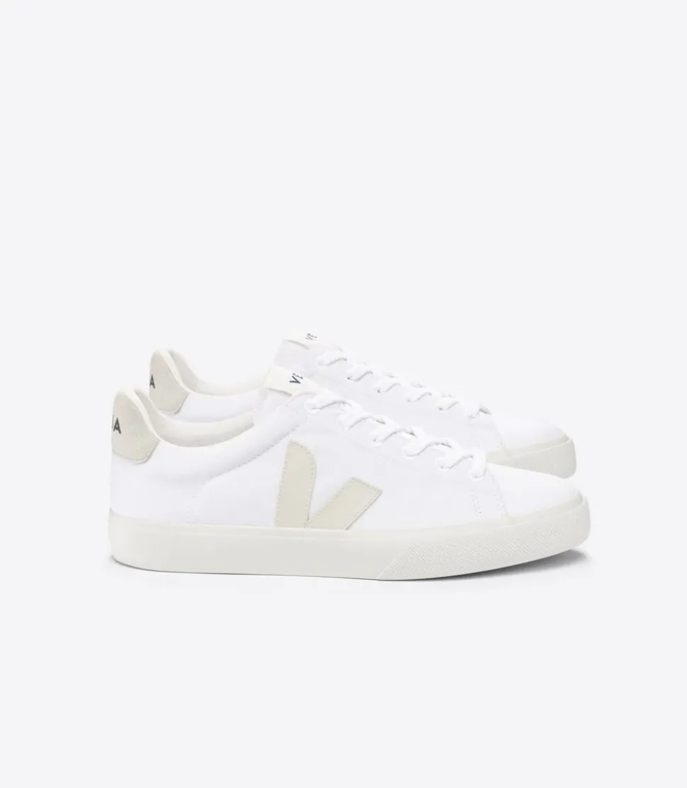 Baskets en coton bio et suède vegan | blanc et beige "campo canvas white pierre"