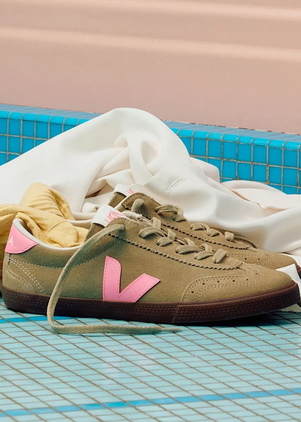 Baskets en cuir | beige "volley - taupe_malibu_bark"