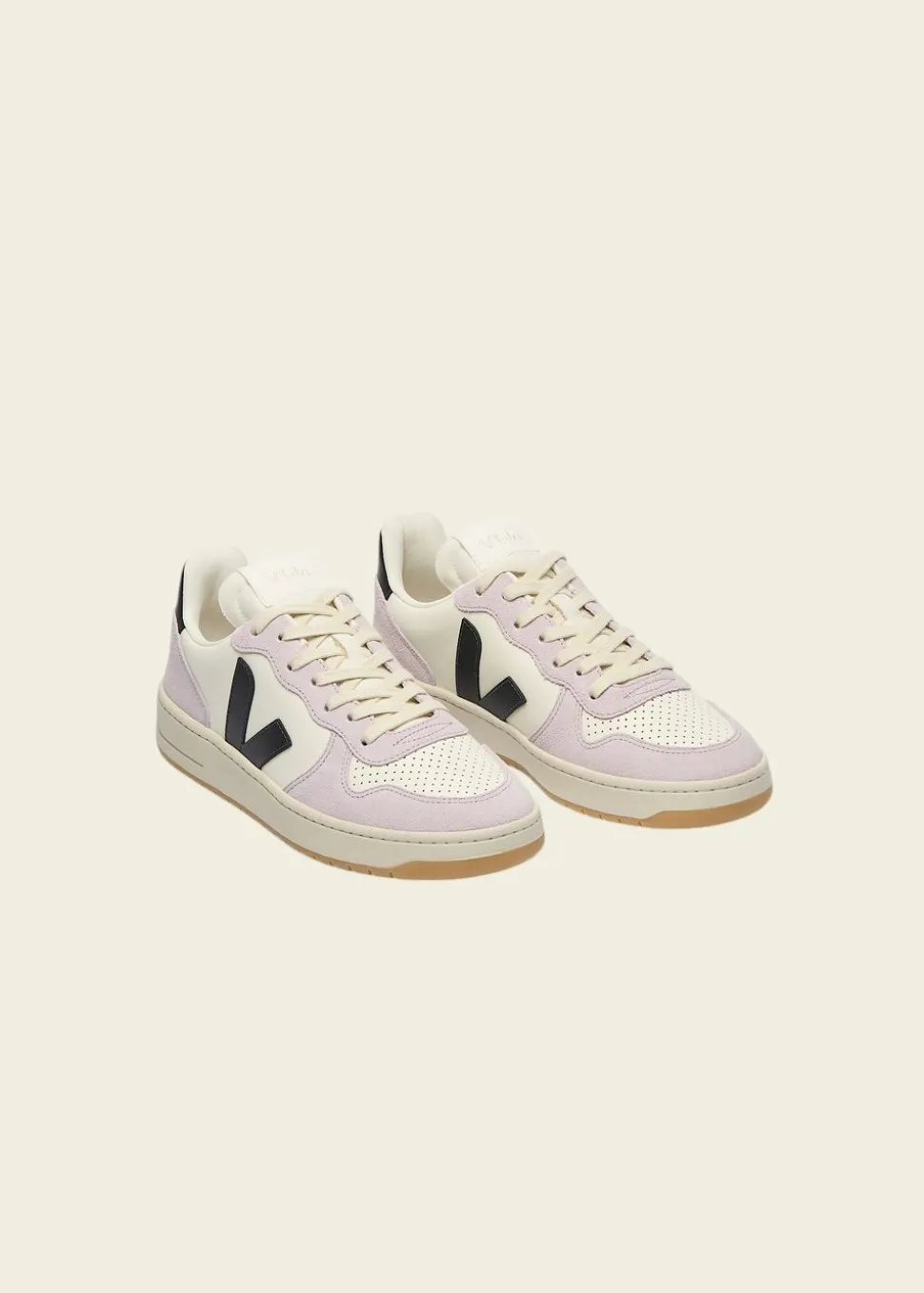 Baskets en cuir | bicolore "v-10 prime - pure_black_parme"