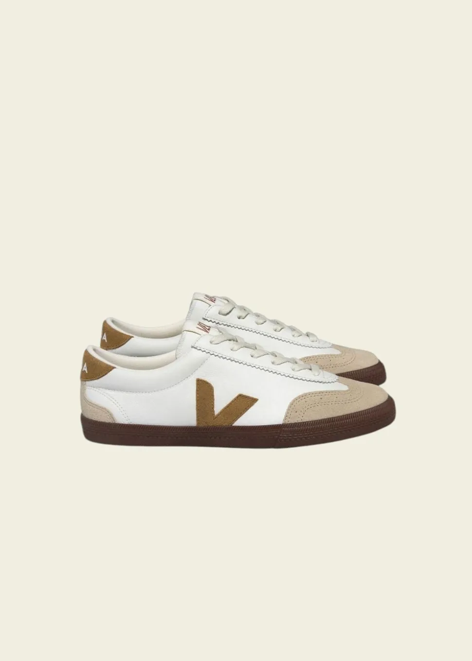 Baskets en cuir bio | marron "volley o.t. leath white tent bark"