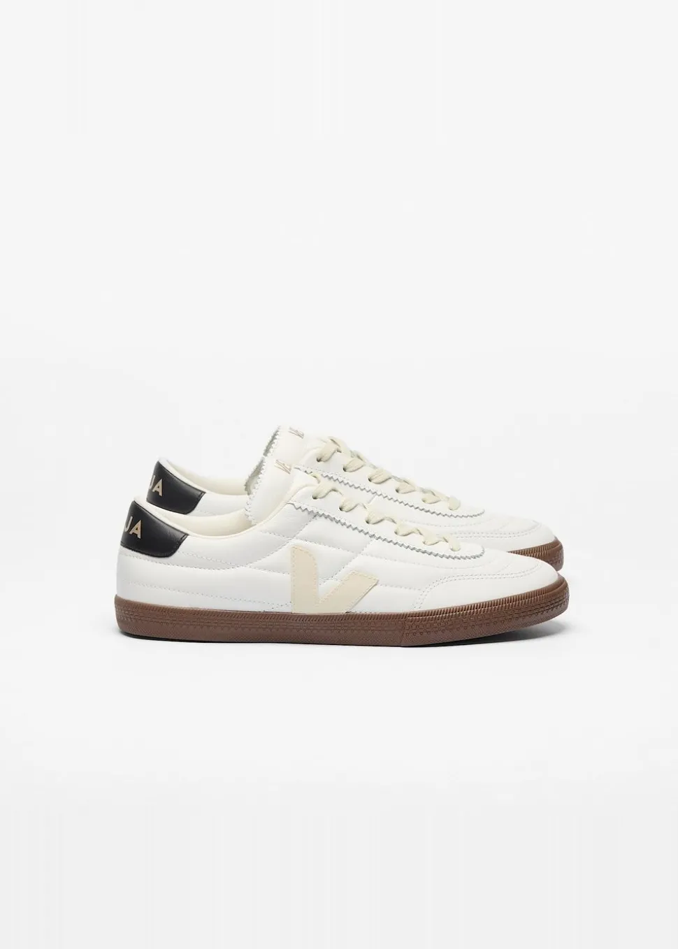 Baskets en cuir | blanc "panenka - white_black_bark"