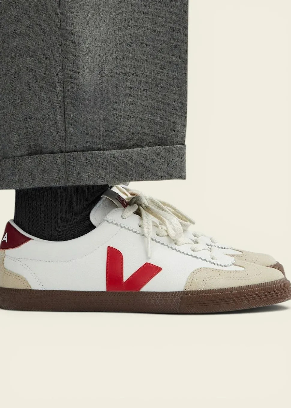 Baskets en cuir | blanc "volley - white pekin bark"