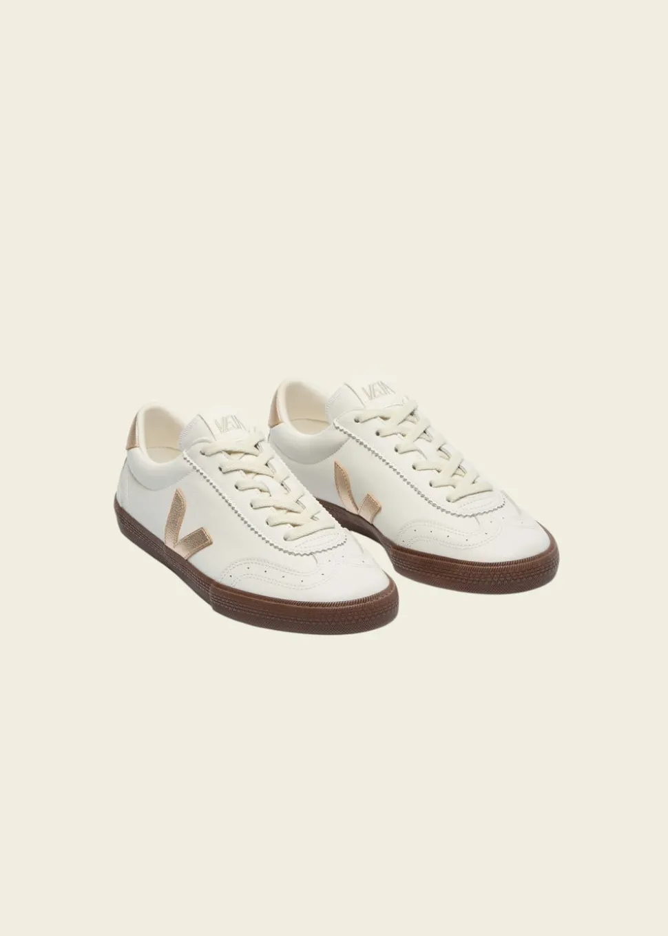 Baskets en cuir | blanc "volley - white_platine_bark"
