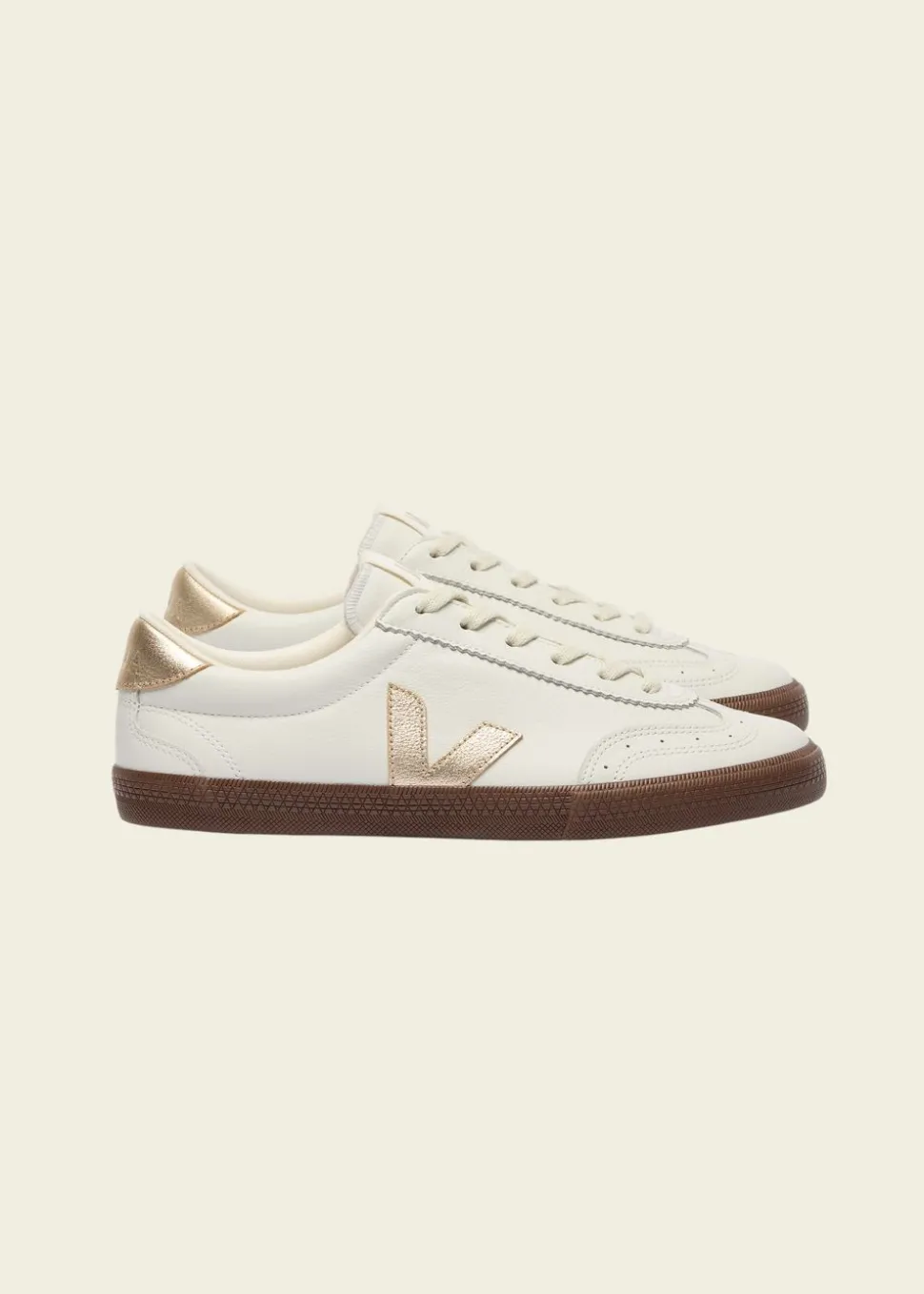 Baskets en cuir | blanc "volley - white_platine_bark"