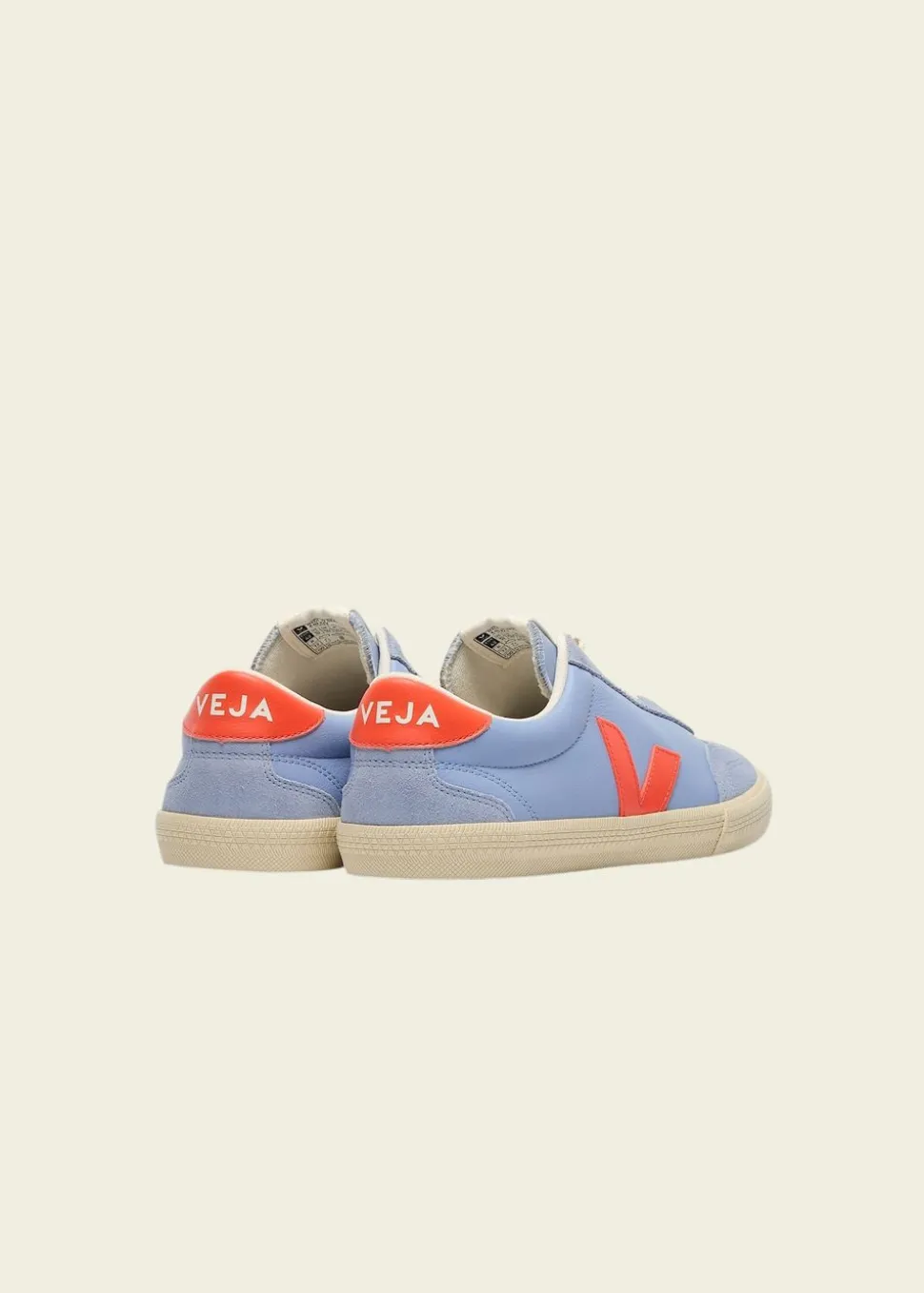 Baskets en cuir | bleu "volley - olympe orange fluo calcaire"