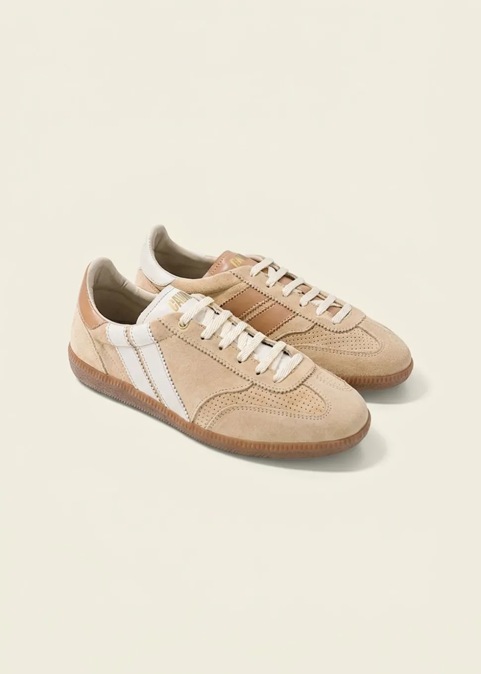 Baskets en cuir certifié | beige "sweet dune"