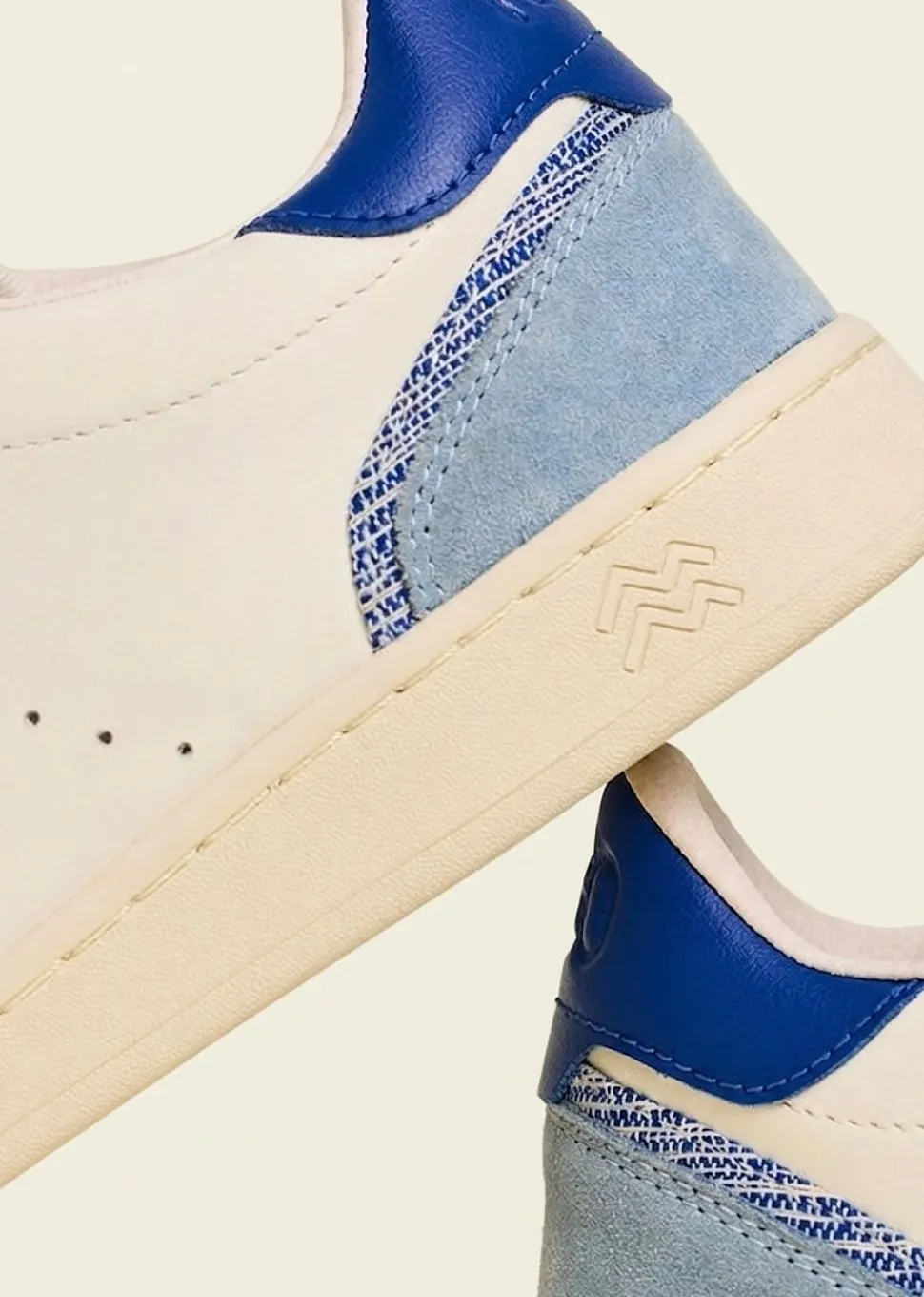 Baskets en cuir certifié | blanc bleu "ha long daybreak blue"