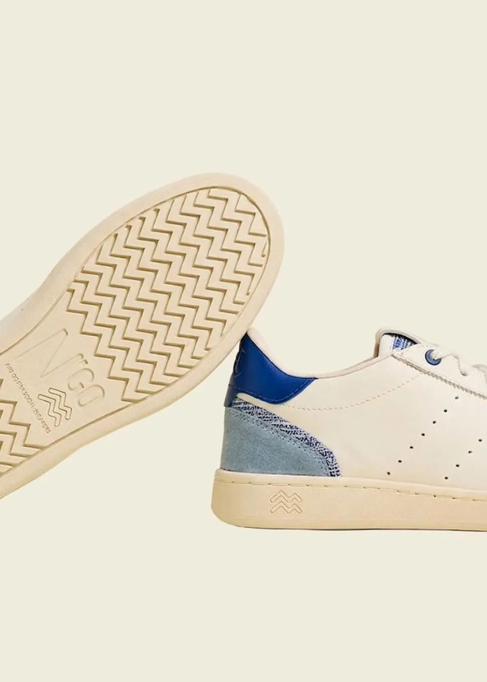 Baskets en cuir certifié | blanc bleu "ha long daybreak blue"
