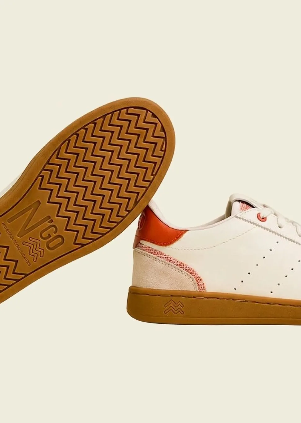 Baskets en cuir certifié | blanc-orange "ha long spiced orange"
