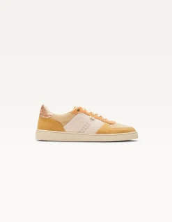 Baskets en cuir certifié | marie - beige creme pêche