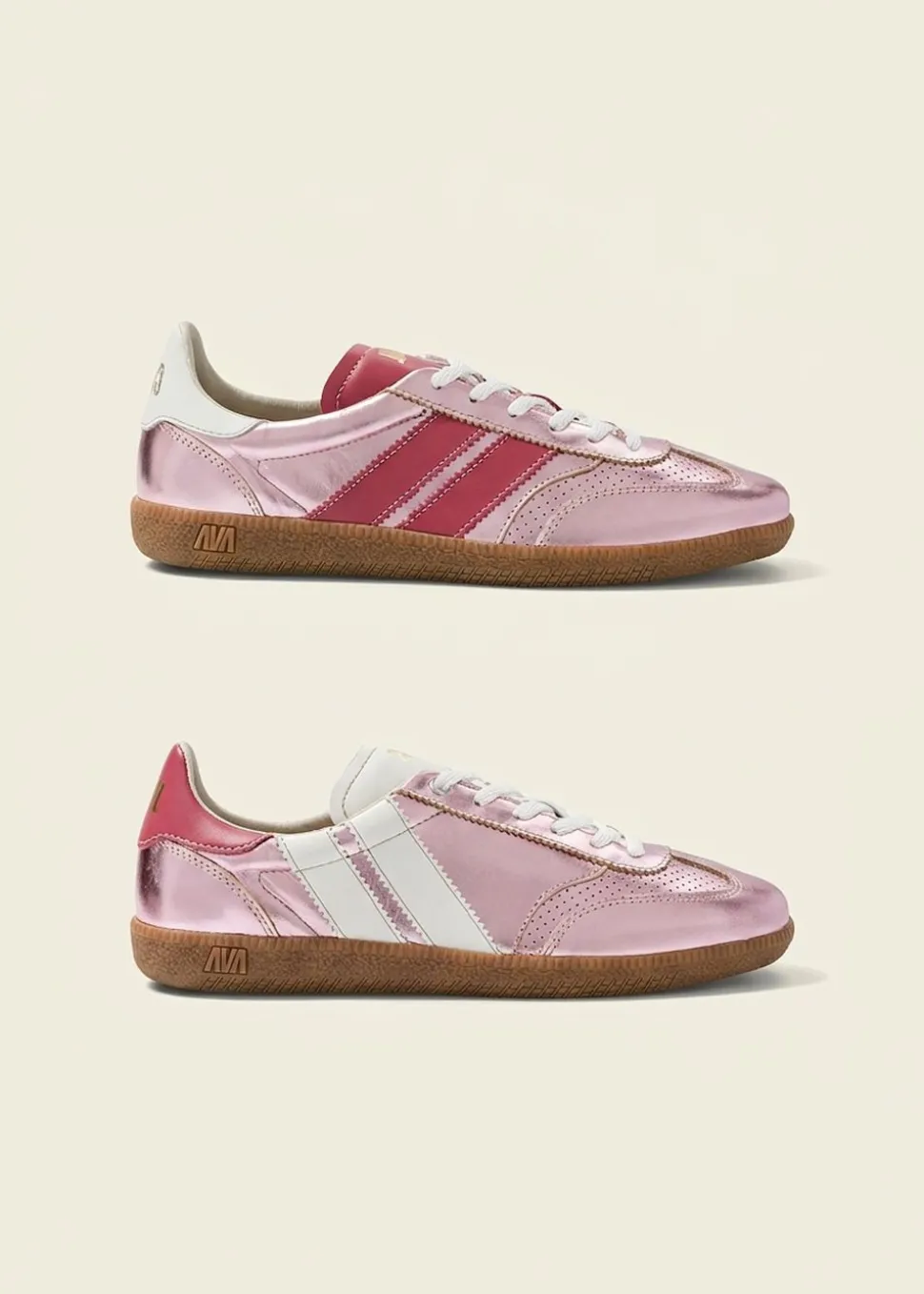 Baskets en cuir certifié | rose brillant "pink pearl"
