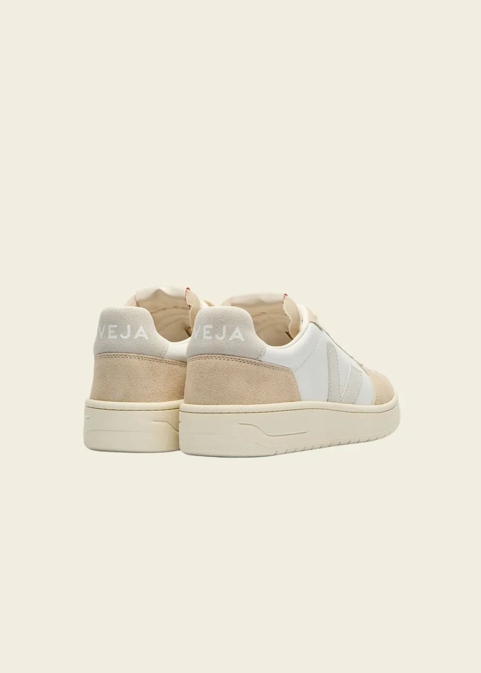 Baskets en cuir certifié | v-82 - white_natural_almond