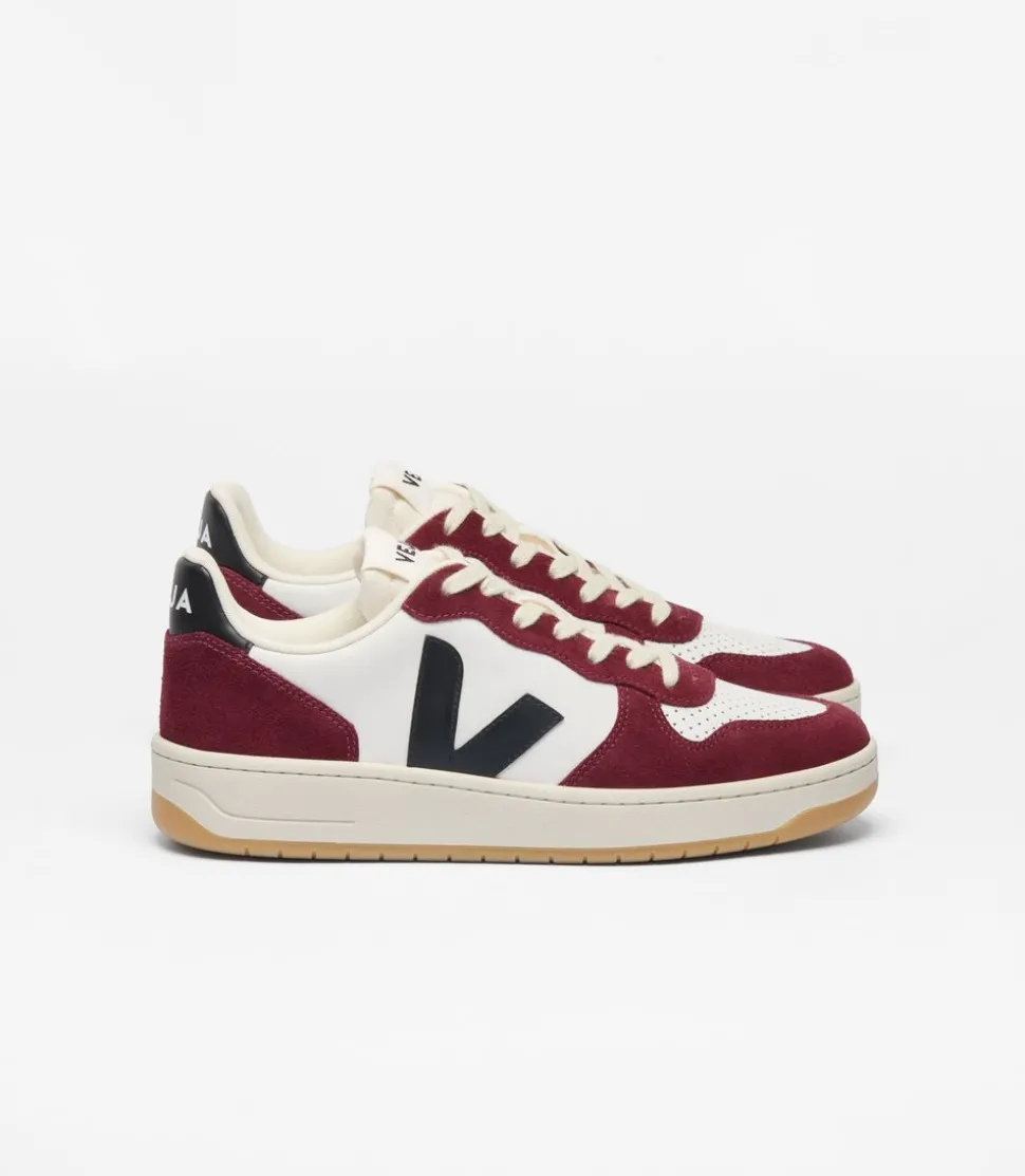Baskets en cuir | multicolor "v-10 prime - white_black_amarante"