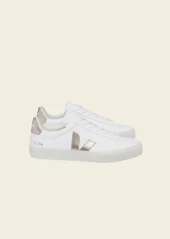 Baskets en cuir sans chrome | blanc et doré "campo chromefree leather white platine"