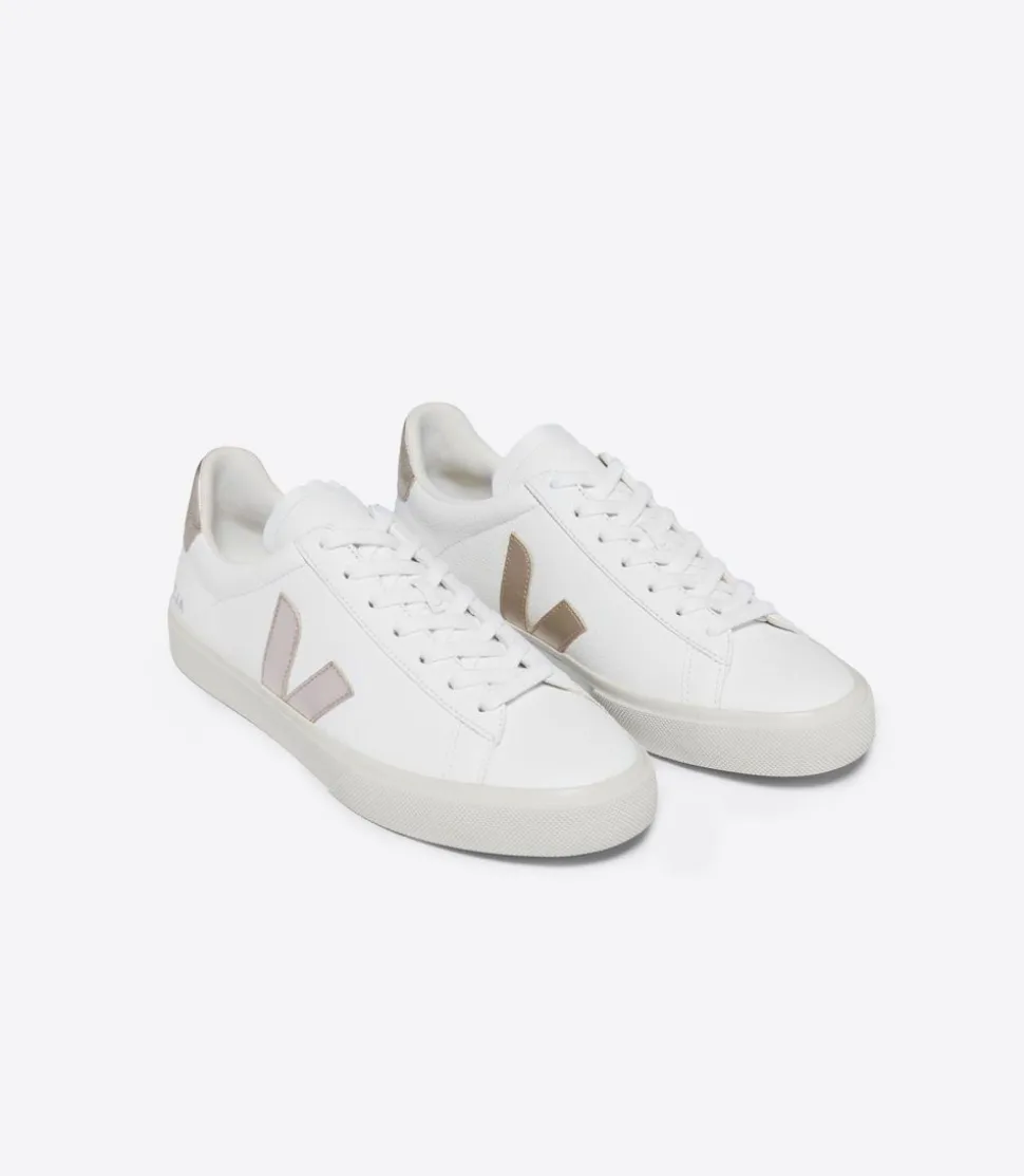 Baskets en cuir sans chrome | blanc et doré "campo chromefree leather white platine"