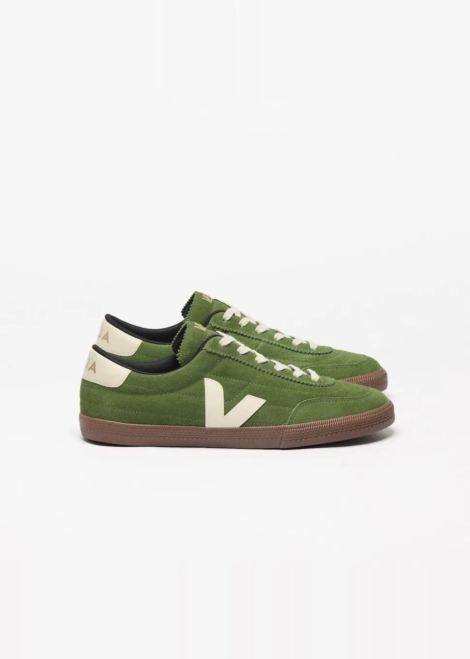 Baskets en cuir suède | vert "panenka - militar_pierre_bark"