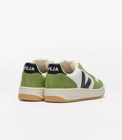 Baskets en cuir | vert et blanc "v-10 prime - white_black_kiwi"