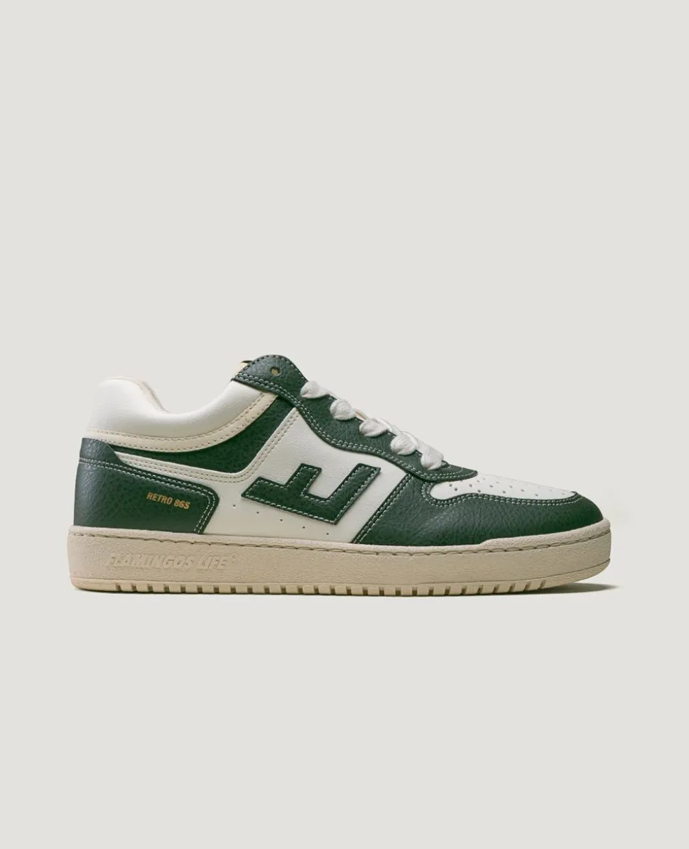 Baskets vegan en matière recyclée | blanc et vert "retro 86s forest pearl"