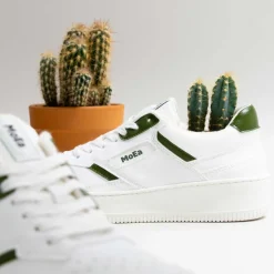 Baskets vegan en matières végétales | blanc "gen 1 white & green"