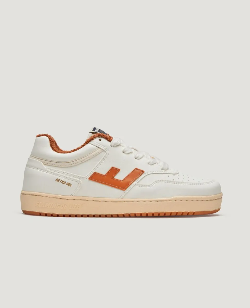 Baskets vegan en recyclé | écru et orange "retro 90s pearl vanilla toffee"