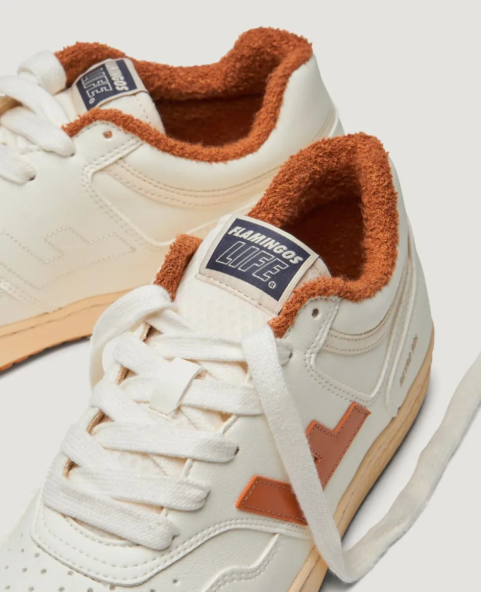 Baskets vegan en recyclé | écru et orange "retro 90s pearl vanilla toffee"