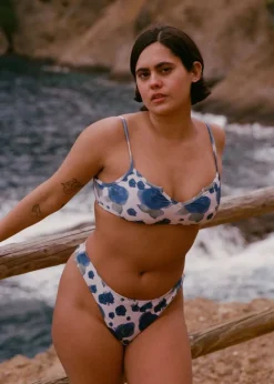 Bas maillot tanga fleurs bleu cocoa - 