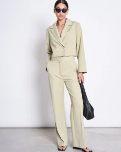 Blazer court en matière recyclée | vert 