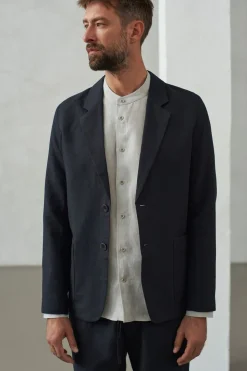 Blazer en coton bio et lin | noir 