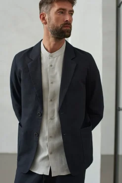 Blazer en coton bio et lin | noir 
