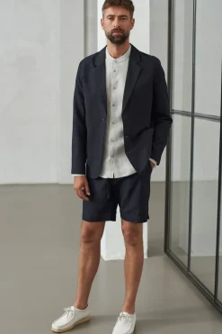 Blazer en coton bio et lin | noir 