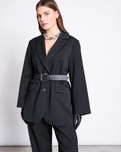 Blazer noir en recyclé et tencel - durance black