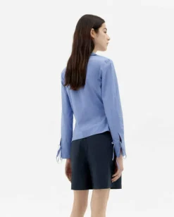 Blouse en coton bio | bleu 