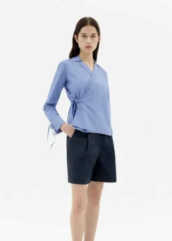 Blouse en coton bio | bleu 