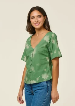 Blouse en coton bio et lyocell | vert "tipia leia - green"