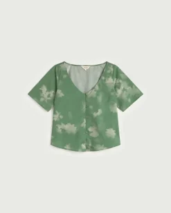 Blouse en coton bio et lyocell | vert 