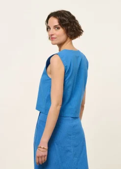 Blouse en coton bio et matières recyclées | bleu 