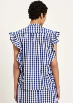 Blouse en coton bio | vichy bleu