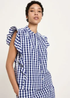 Blouse en coton bio | vichy bleu
