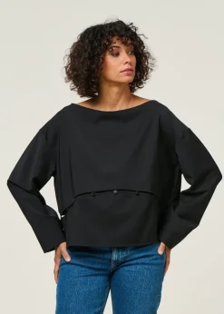Blouse en laine froide certifiée | black "marion blouse - black"