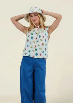 Blouse en lin et viscose ecovero | écru "mini flower button up blouse"