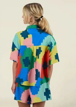 Blouse en seersucker coton bio et lyocell | multicolore 