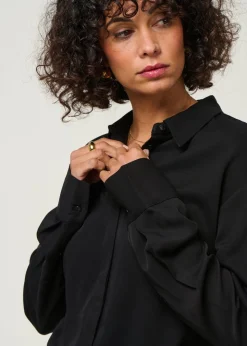 Blouse en viscose ecovero | noir "larisaana longsleeve - black"